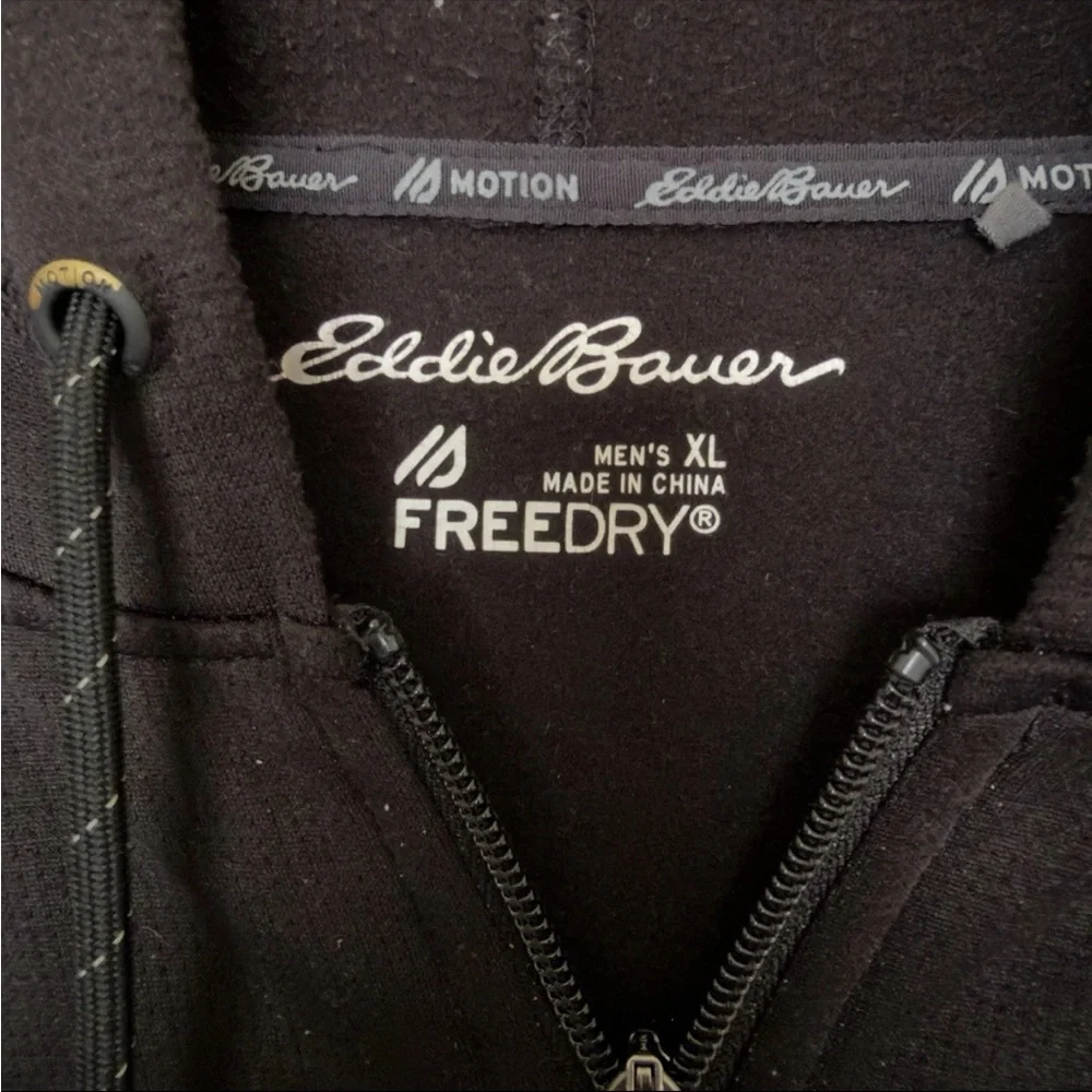Eddie Bauer Hoodie Mens Large Black Motion FreeDry Full Zip Performance Fleece - Picture 2 of 12